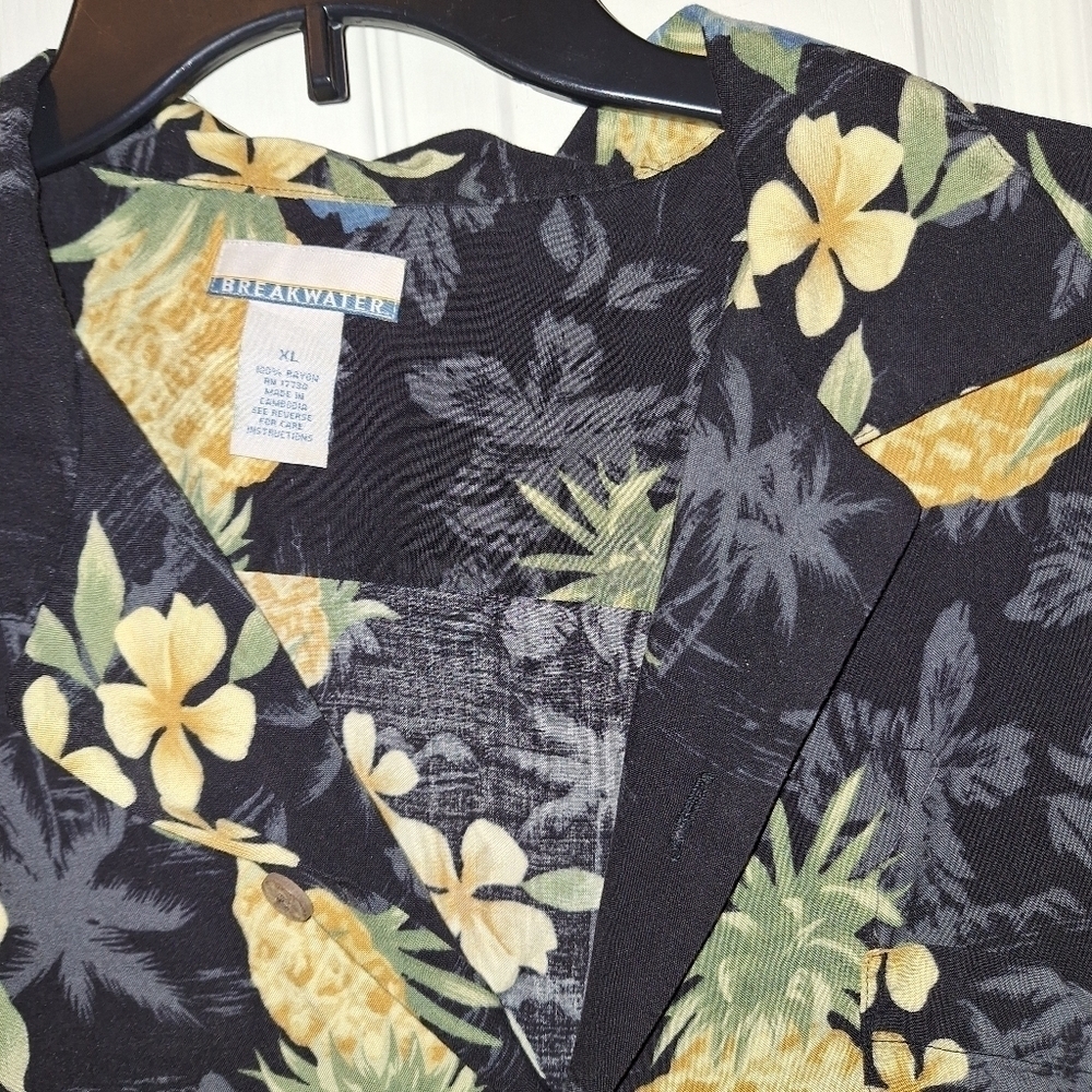 Rayon Pineapple Button Down Shirt Short Sleeve XL - Picture 3 of 5